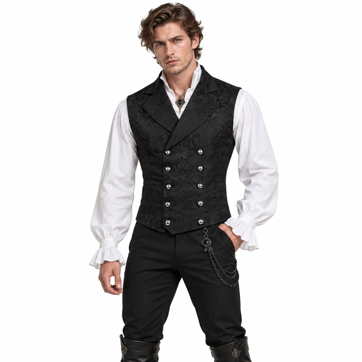 Medieval Retro Gothic Suit Jacquard Vest Double-breasted Vest