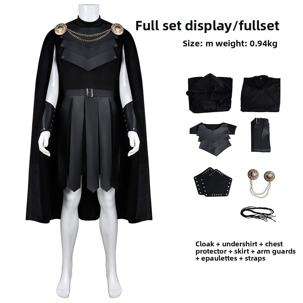 Men's Medieval Odyssey Black Knight Costume – Gothic Cape & Armour-Look Set