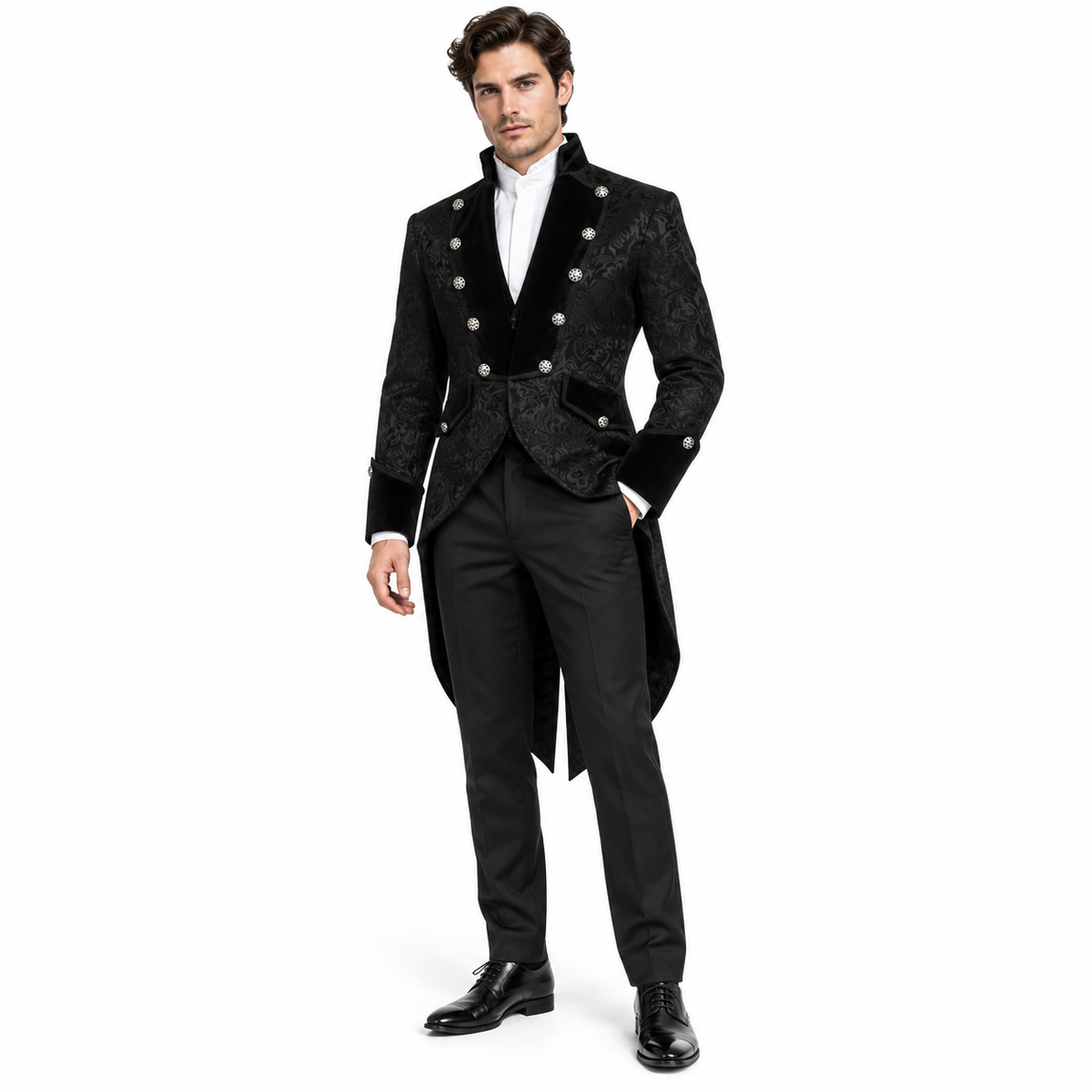 Men's Victorian Jacquard Tailcoat – Gothic Steampunk Costume Jacket