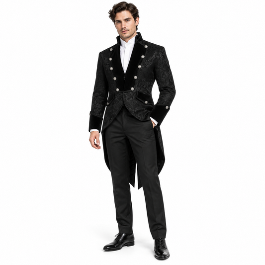 Men's Victorian Jacquard Tailcoat – Gothic Steampunk Costume Jacket