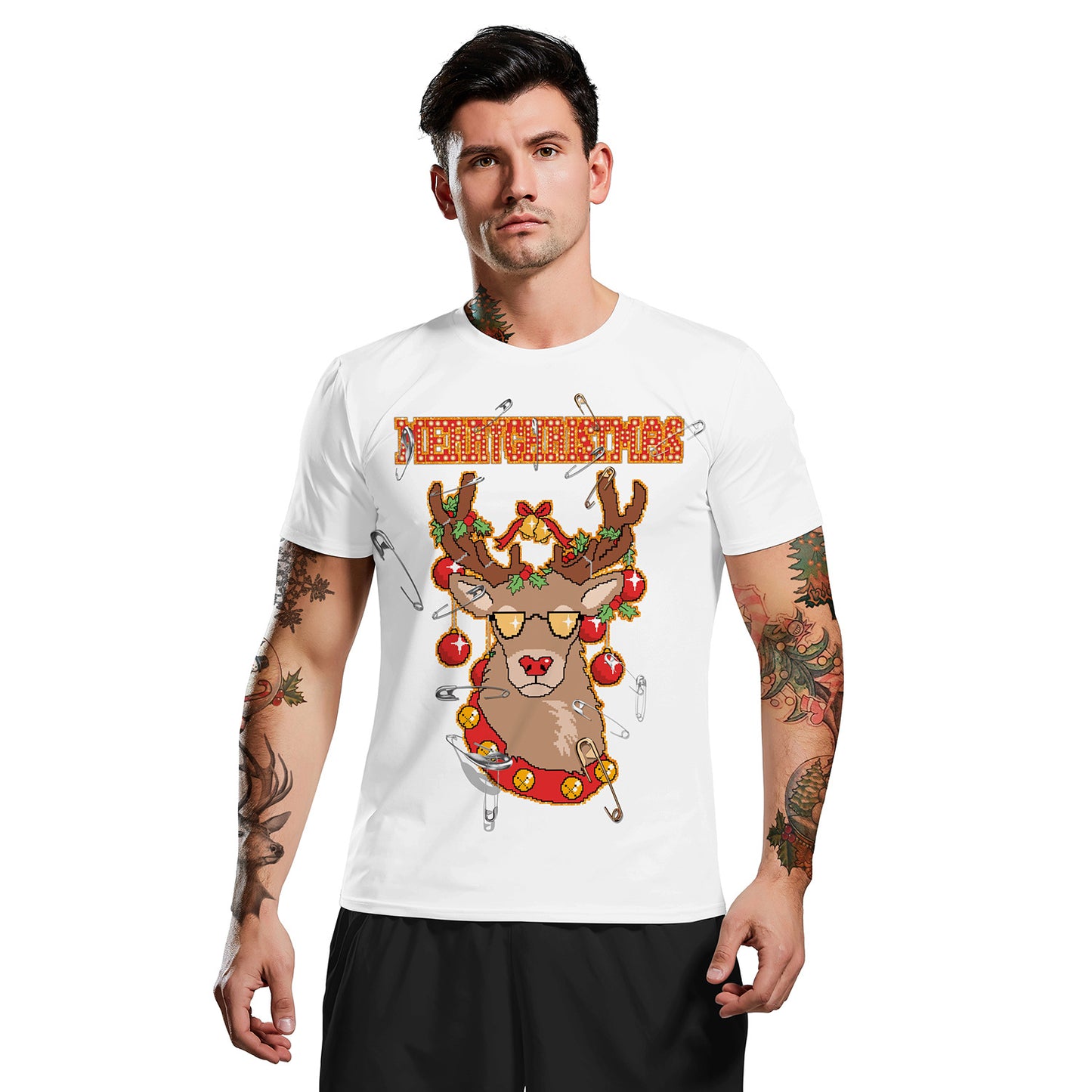 Men Women Santa Ugly Christmas T Shirt 3D Print Graphic Short Sleeve Xmas Tee