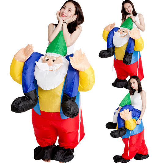 Christmas Funny Cartoon Doll Costume Santa Claus Carrying You Claus Inflatable Costumes