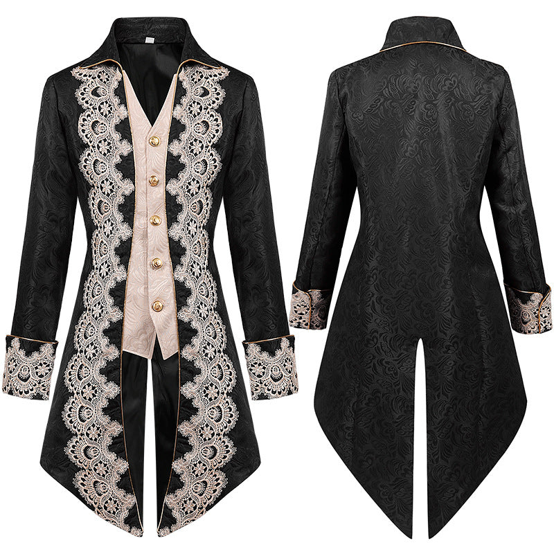 Retro Luxury Steampunk Medieval Jacket Gothic Victorian Frock Coat Party Costume