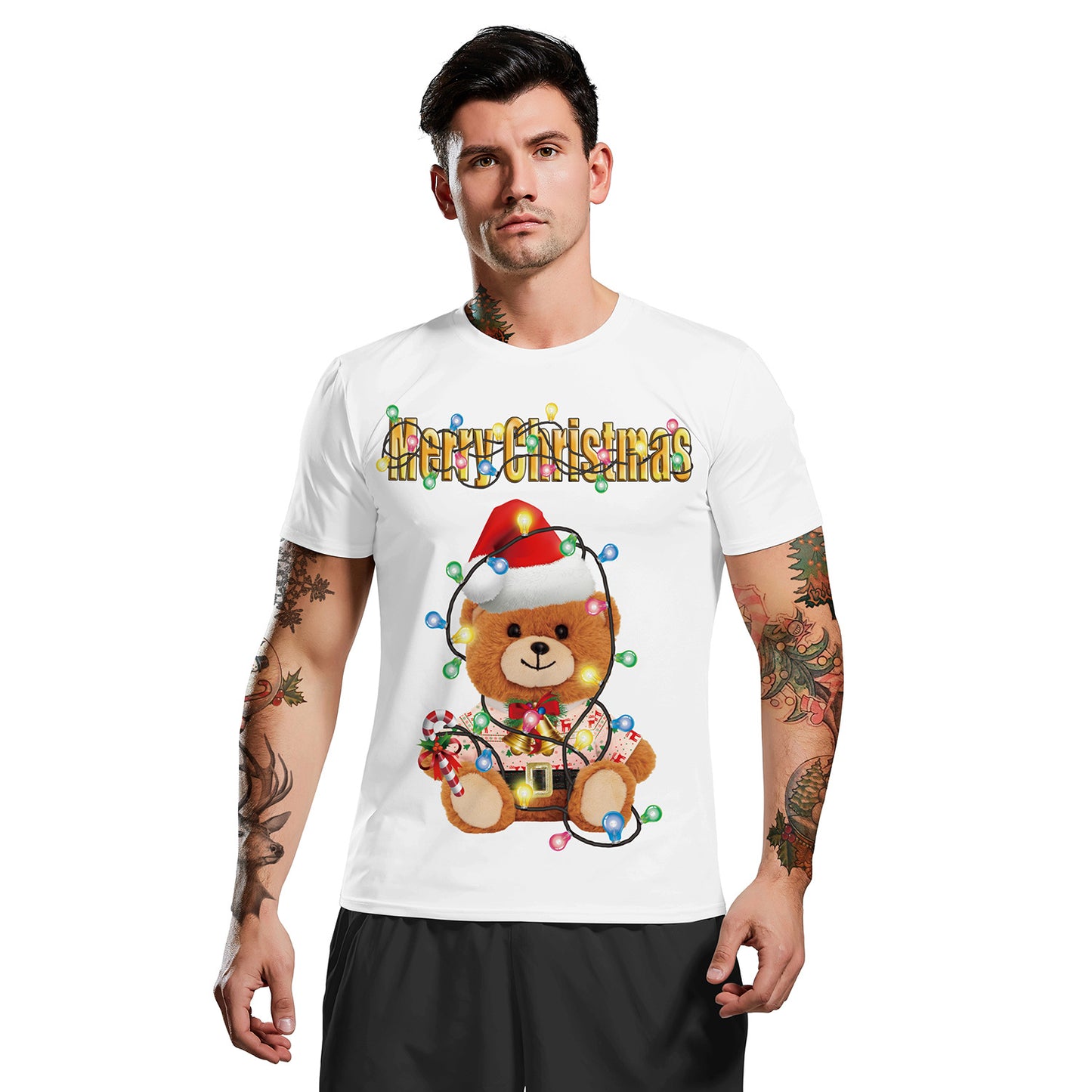 Men Women Santa Ugly Christmas T Shirt 3D Print Graphic Short Sleeve Xmas Tee