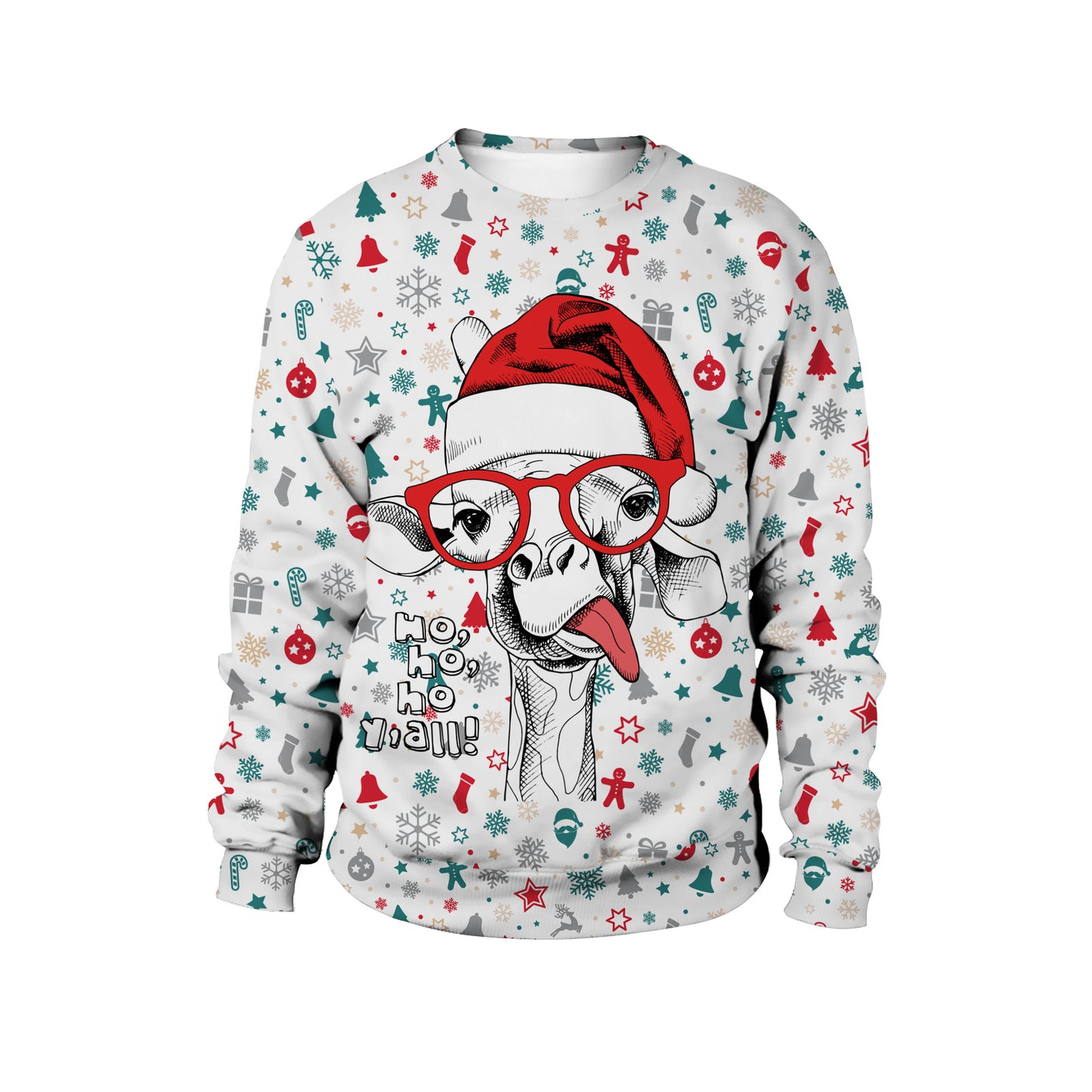 Adults Christmas Apparel Round Neck Christmas Deer Couple Digital Print Sweater