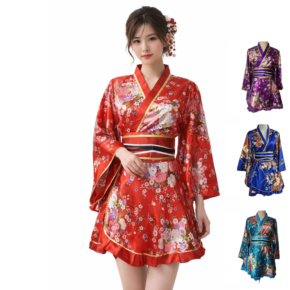 Japanese Kimono Robe Floral Yukata Dress Cosplay Sleepwear Costume Women