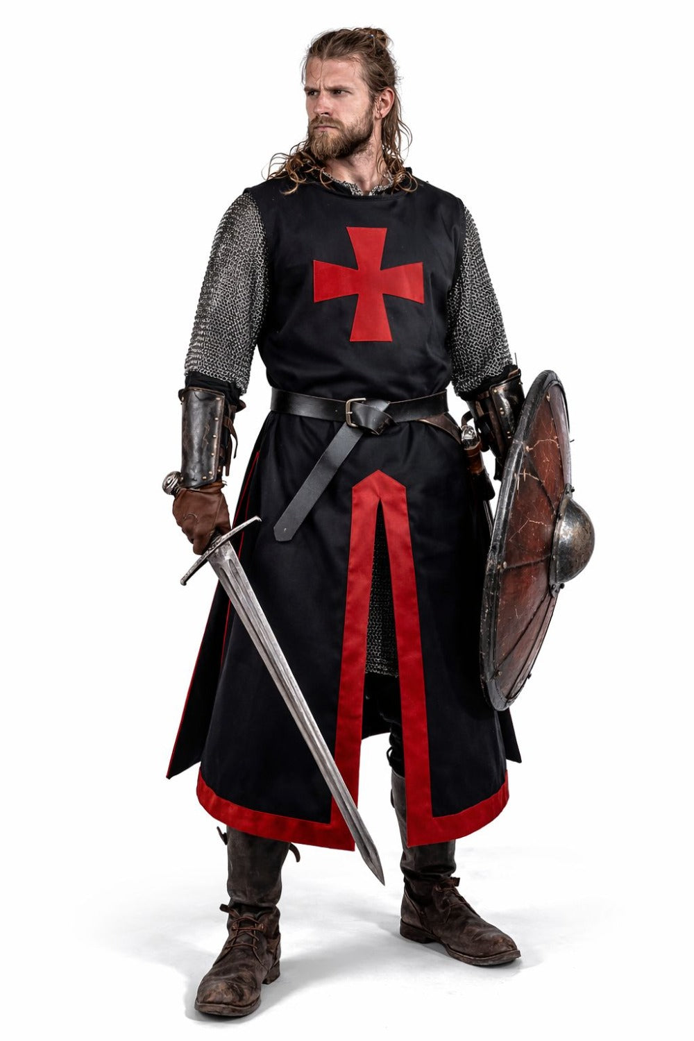 Medieval Tunic Royal Knight Renaissance Roman Mens Costume Warrior Crusader Belt