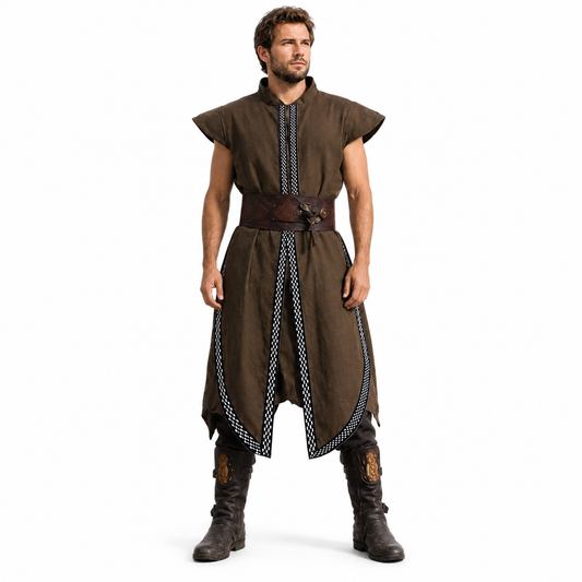 Timeless Elegance: Medieval Men's Vest and Robe - Renaissance Knight Riding Suit