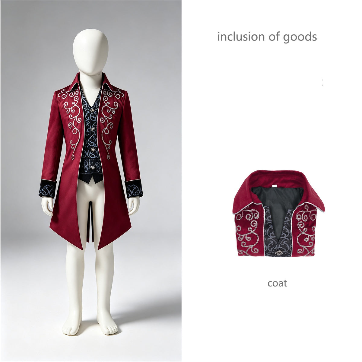 Boys Victorian Embroidered Tailcoat – Medieval Prince Costume