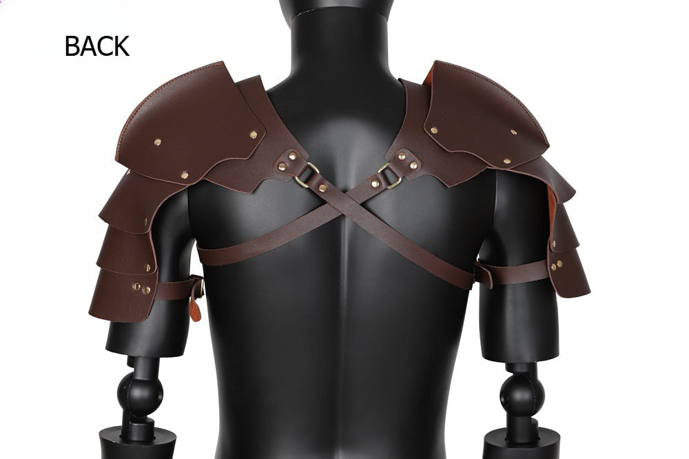 Medieval Viking Shoulder Armor PU Leather Knight Pauldron Cosplay LARP Gear