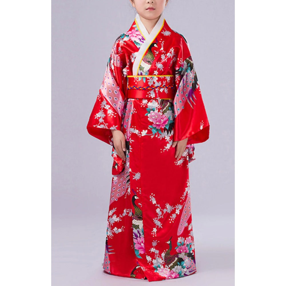 Girls Japanese Traditional Dress Kimono Robe Halloween Costume Book Week Suit