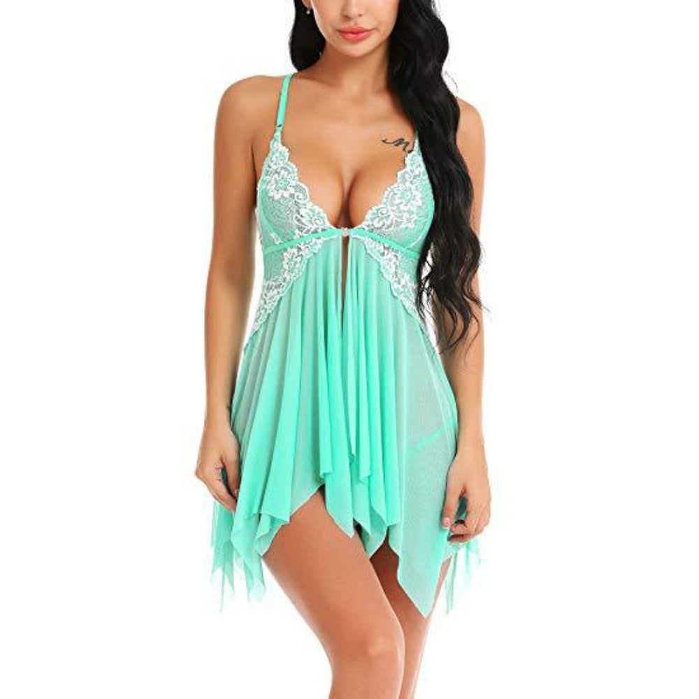 Elegance Meets Seduction: Popular Lace Translucent Gauze Slip Dress Sexy Lingerie