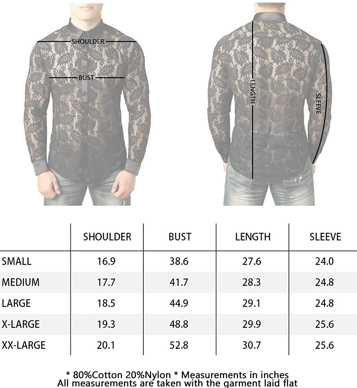 Medieval Vintage Style Men's Sheer Floral Lace Transparent Long Sleeve Button-up Shirt