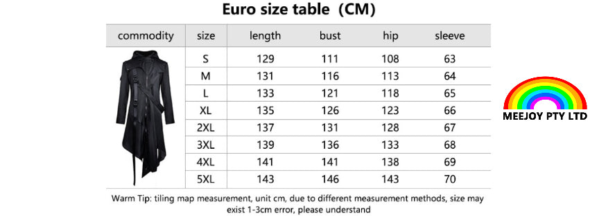 Unisex Gothic Top Punk Coat for Halloween Medieval Renaissance Performance Vintage Party