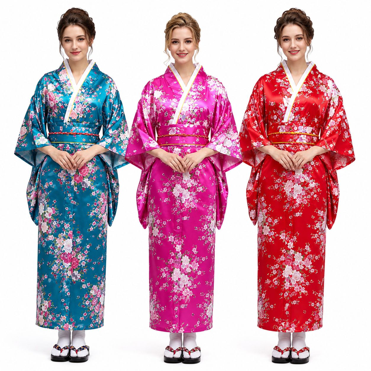 Graceful Geisha Vibes: Women's Kimono and Yukata Costumes Inspired By Japanese Heritage Cherry Blossom