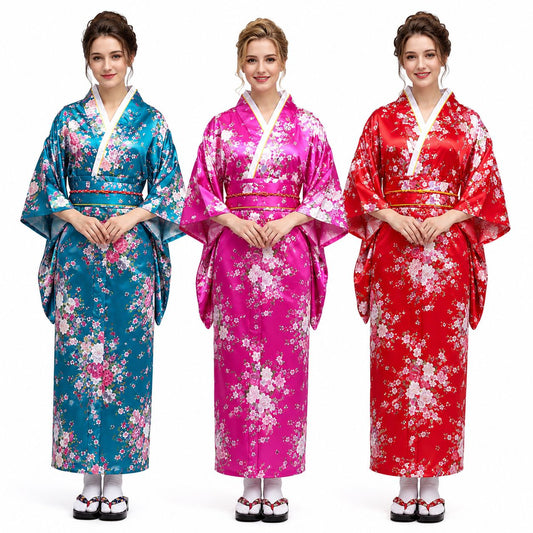 Graceful Geisha Vibes: Women's Kimono and Yukata Costumes Inspired By Japanese Heritage Cherry Blossom