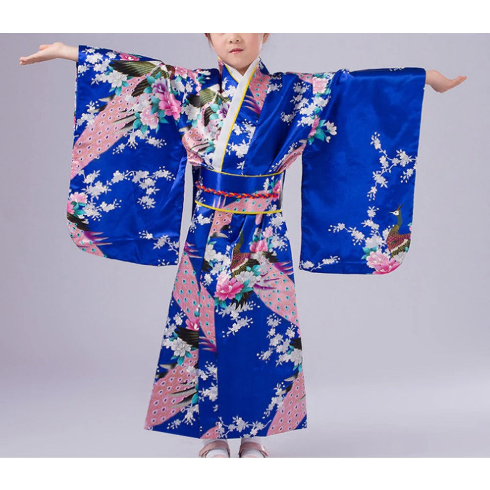 Girls Japanese Traditional Dress Kimono Robe Halloween Costume Book Week Suit