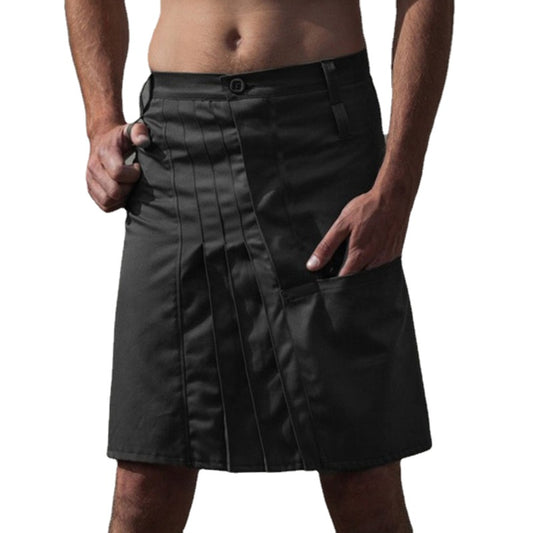 Medieval Men's Skirt Pleated Skirt, Casual Hip Skirt, Solid Color Samurai Skirt for Role-Playing