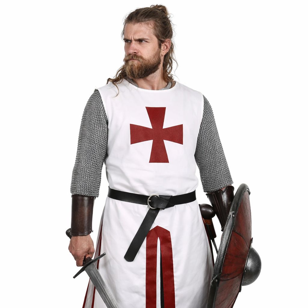 Medieval Tunic Royal Knight The Knights Templar Mens Warrior Crusader Costume with Belt