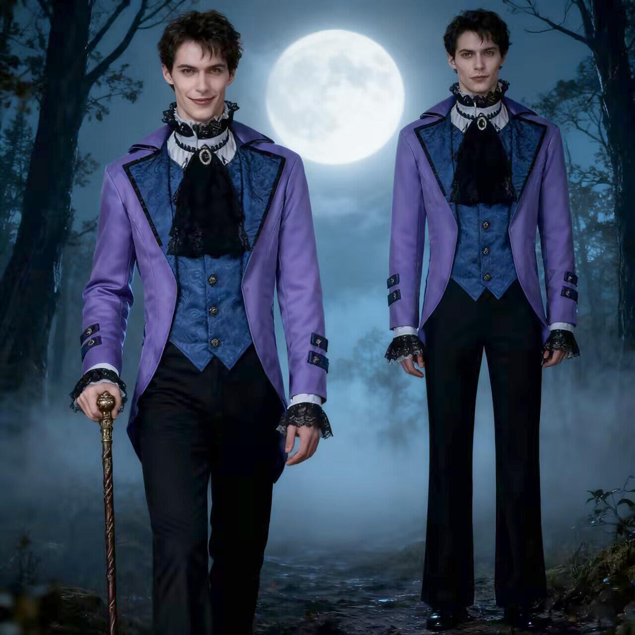 Halloween Men's Steampunk Gothic Tailcoat Jacket - Victorian Pirate Vampire Costume