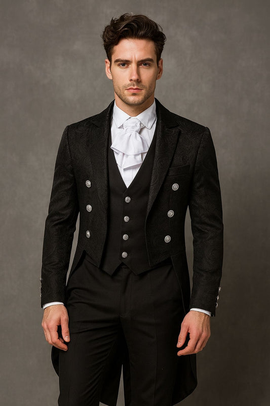 Men’s Steampunk Velvet Tailcoat – Victorian Formal Long Jacket