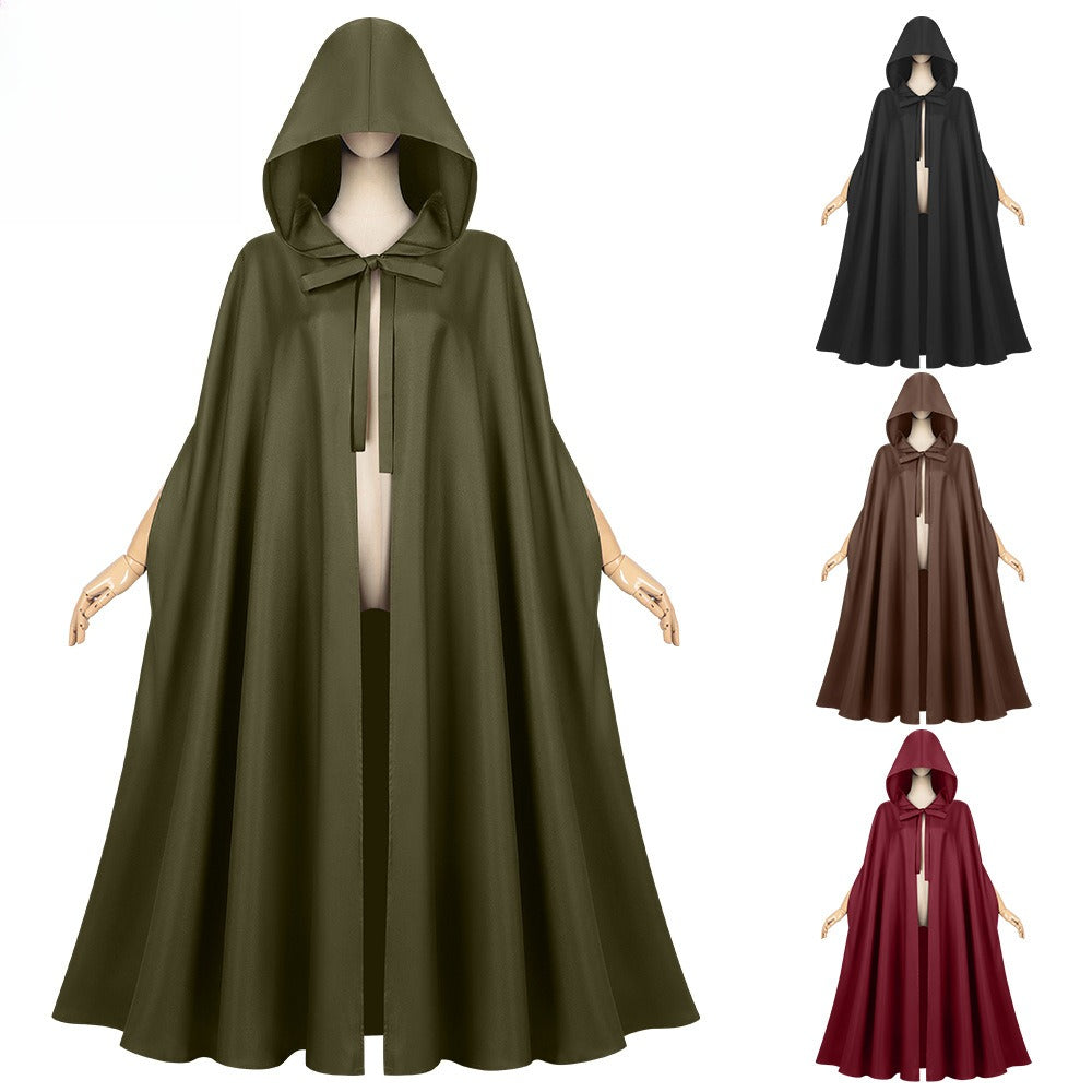Medieval Hooded Cloak Robe Wizard Monk Cape Halloween Renaissance Cosplay Costume
