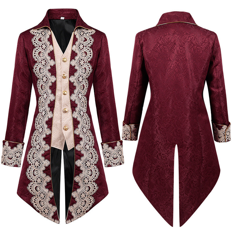 Retro Luxury Steampunk Medieval Jacket Gothic Victorian Frock Coat Party Costume