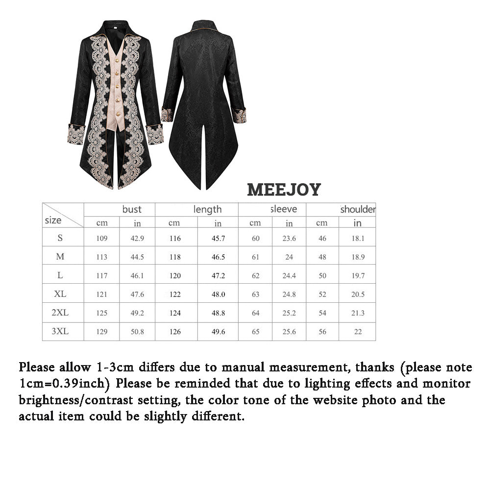 Men Steampunk Medieval Jackets Gothic Victorian Age Frock Party Costumes