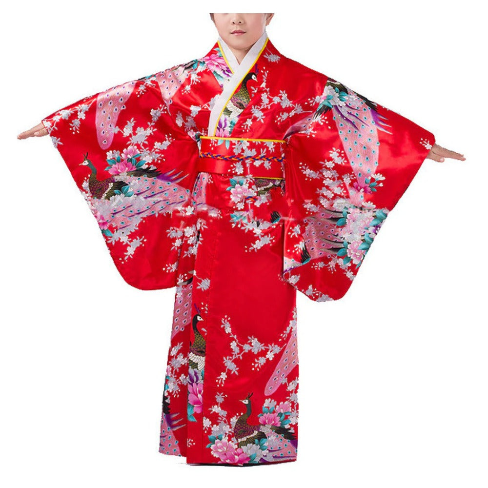 Girls Japanese Traditional Dress Kimono Robe Halloween Costume Book Week Suit