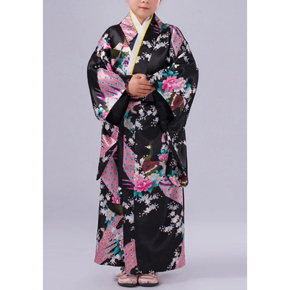 Girls Japanese Traditional Dress Kimono Robe Halloween Costume Book Week Suit