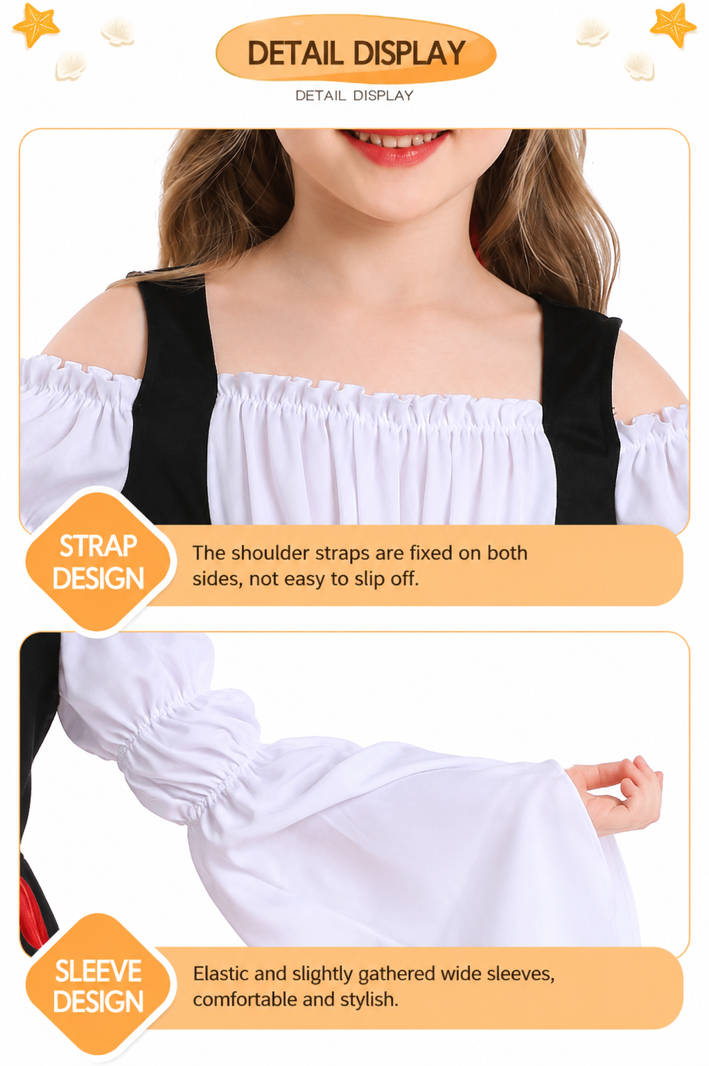 Girls Medieval Princess Dress Renaissance Cosplay Costume 4 Color Skirt