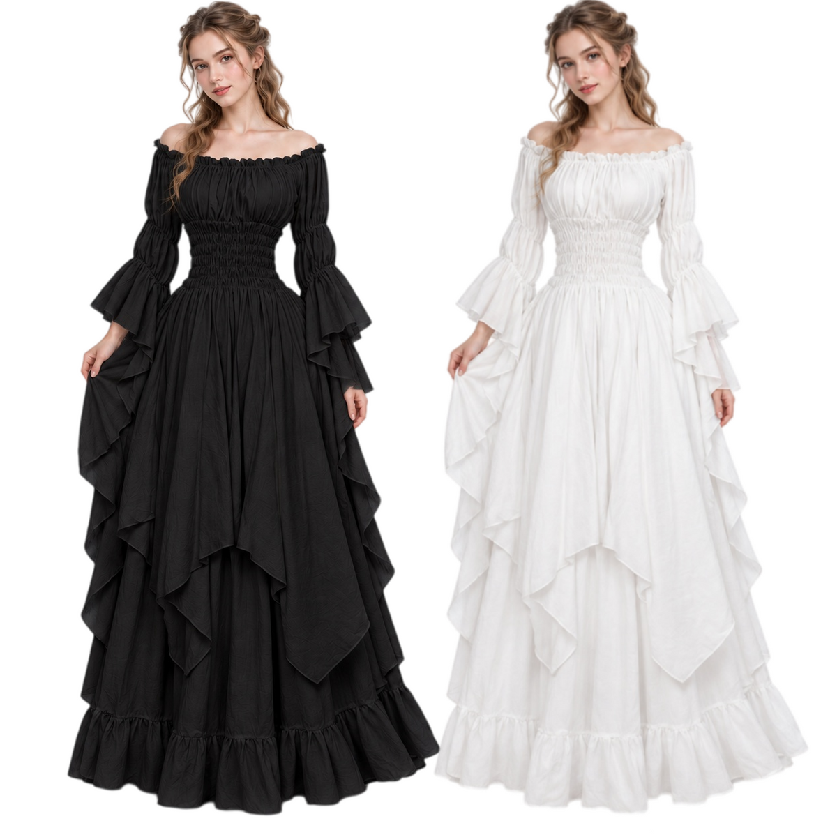 Women's Gothic Victorian Off-Shoulder Maxi Dress – Renaissance Outfit