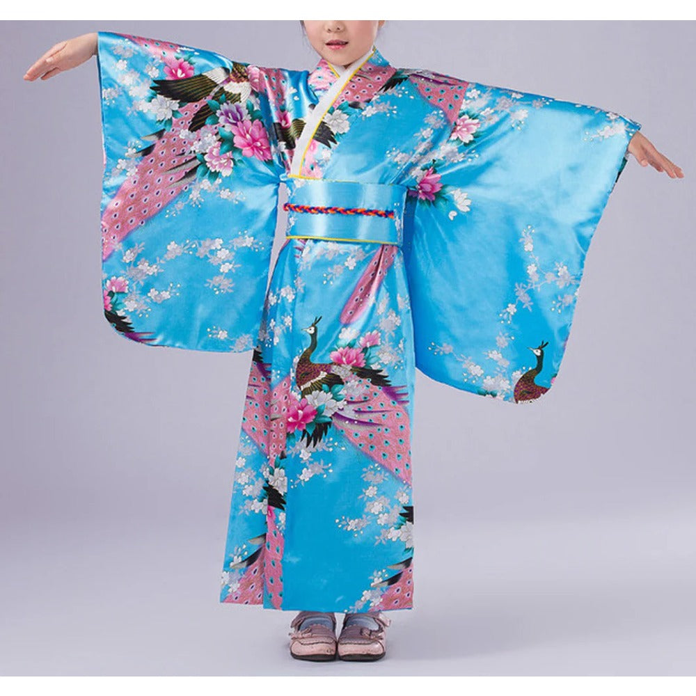 Girls Japanese Traditional Dress Kimono Robe Halloween Costume Book Week Suit