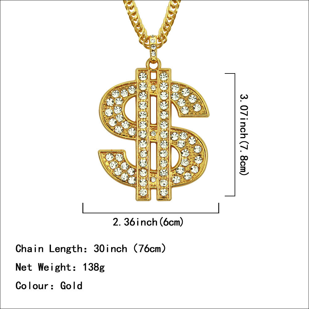 Hiphop Money Pendant Necklace Popular Hip Hop Jewelry Men's Necklace Cuban Chain