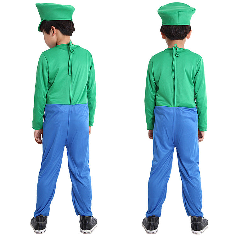 Super Worker Brothers Plumber  Party Mens Costume +Hat+Moustache Halloween Costume