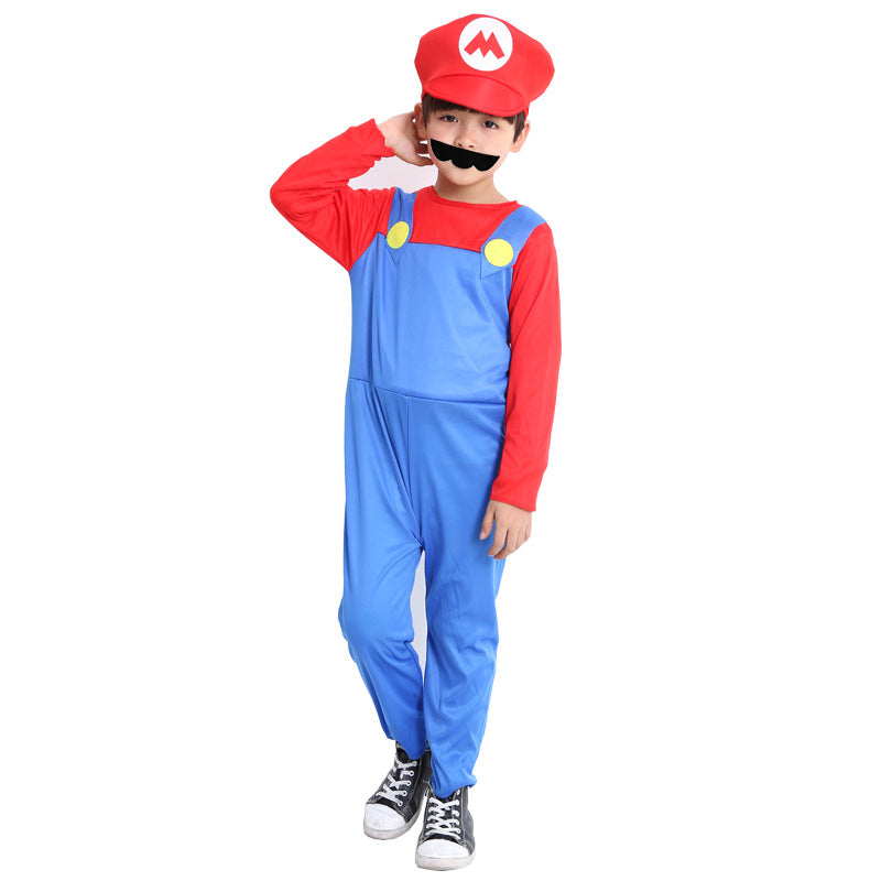 Super Worker Brothers Plumber  Party Mens Costume +Hat+Moustache Halloween Costume