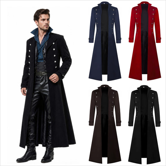 Men's Steampunk Vintage Jacket, Gothic Victorian Frock Coat, Uniform Halloween Costume