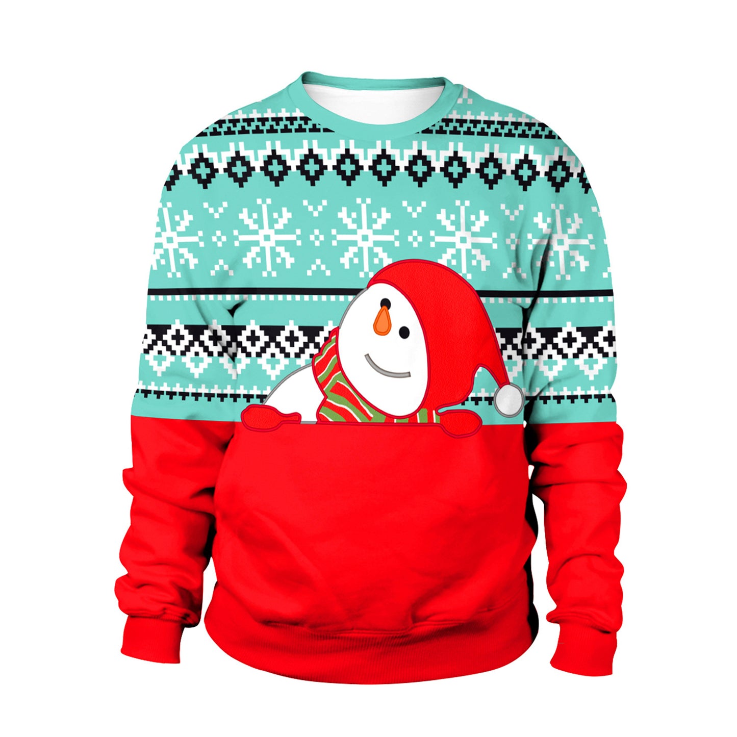 Santa Ugly Christmas Shirt 3D Print Graphic Women Men Christmas Long Sleeve Round Neck Top