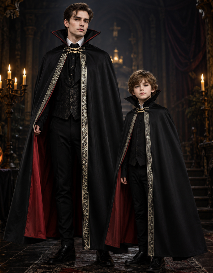 Medieval Vampire Baron Hooded Cape Gothic Halloween Cloak | Throwback ...