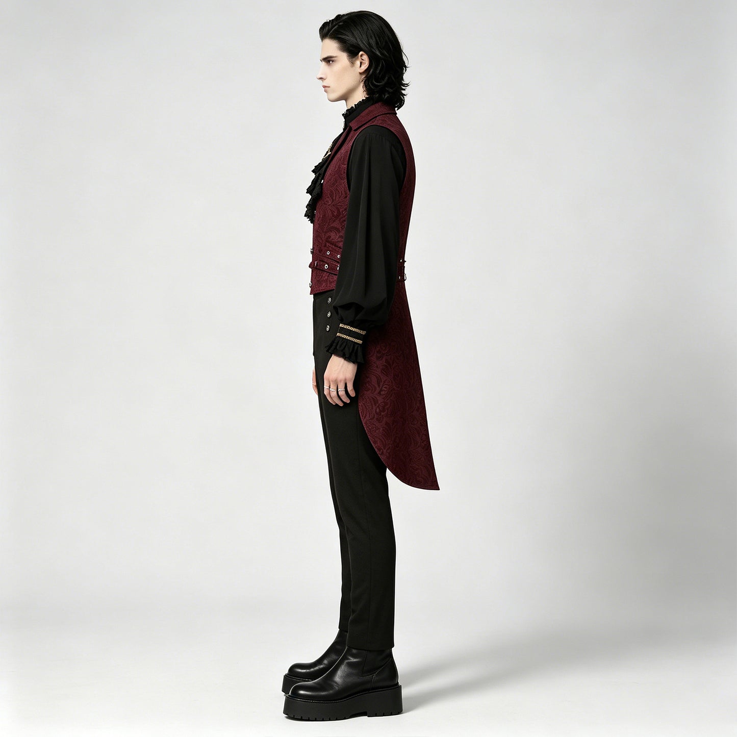 Men's Medieval Pleated Shirt Victorian Waistcoat Renaissance Pants Steampunk Costume