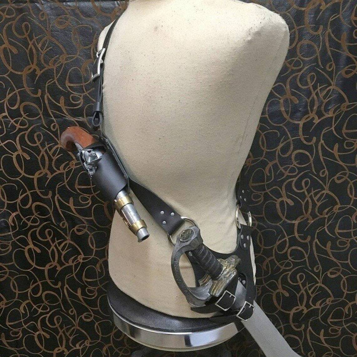 Medieval Fantasy Crossbody Harness – Vintage Leather-Look Costume Straps