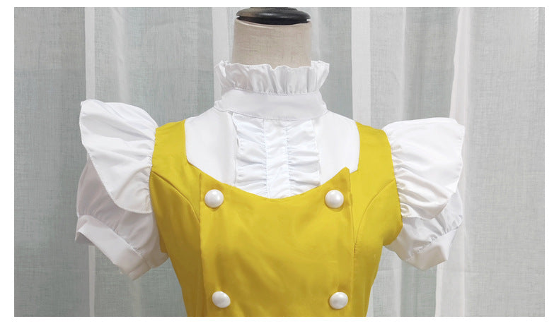 Japanese Anime Yellow Dream Maid Dress - Clever Maid Dress for Student Stage Performances (Loli Style)