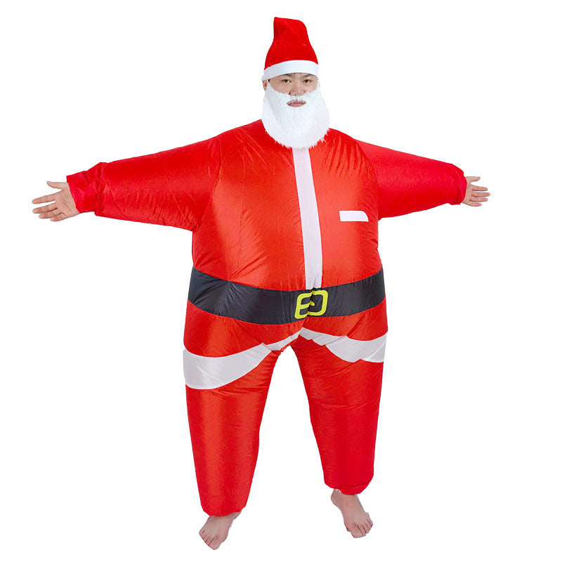 Funny Cartoon Clothing Xmas Popup Carton , Santa Claus Carrying, Claus Inflatable for Adult kid