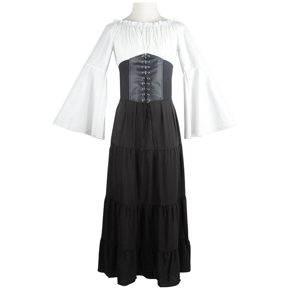 Renaissance Medieval Women Corseted Dress Costume for Halloween Xmas Party