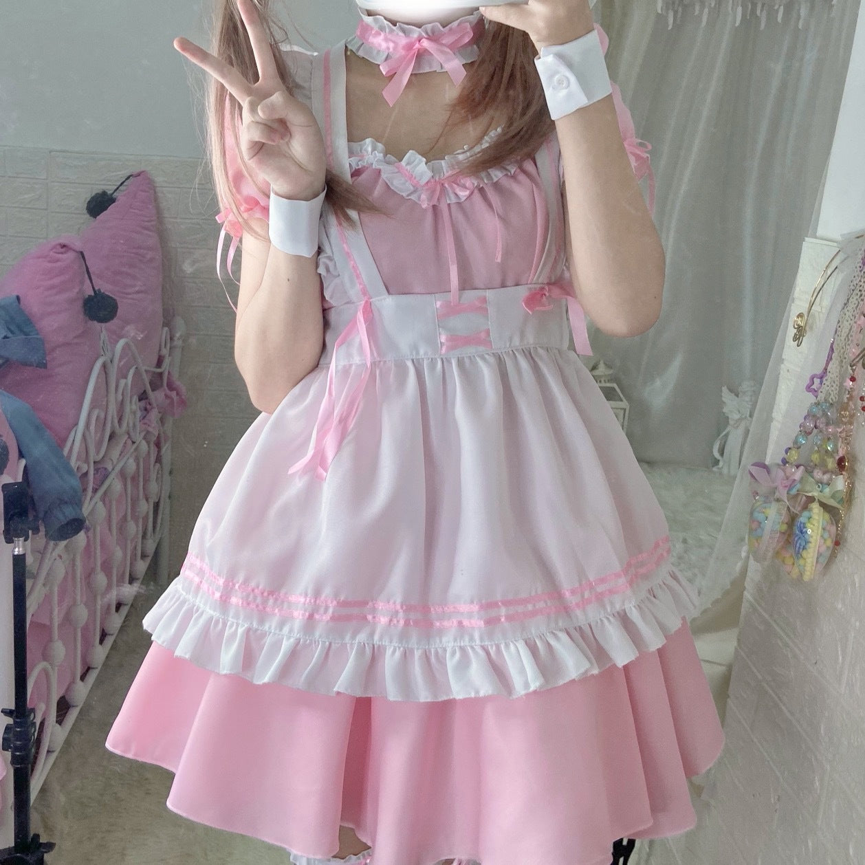 Maid Costume Japanese Style Cosplay - Cute Student Girl Dress Distinguished One-Piece Lolita Gothic Full Set Anime Apparel