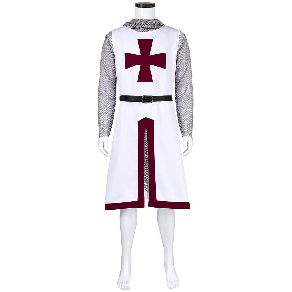 Men's Templar Knight 3-Piece Costume Set – Medieval Crusader Outfit
