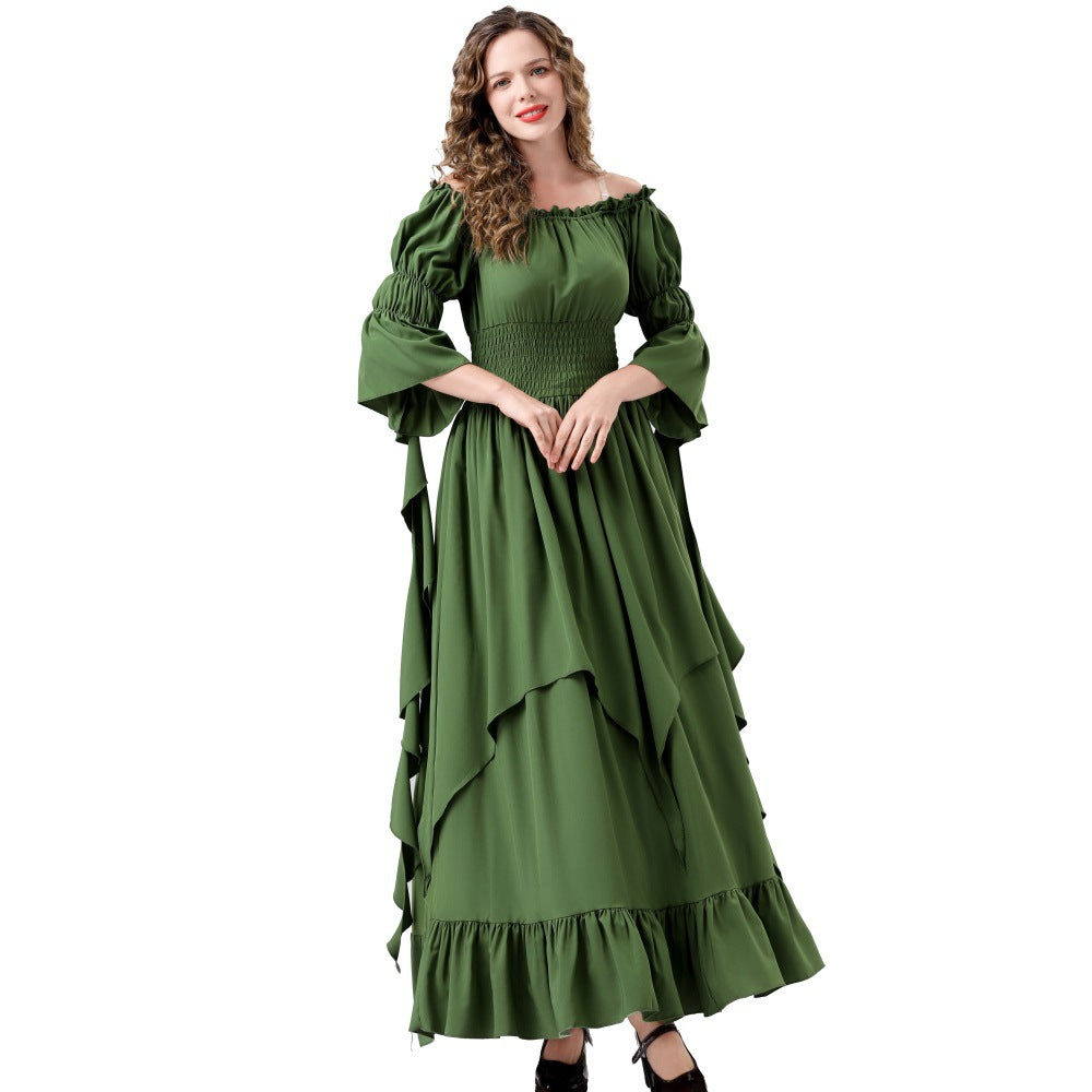 Multi-Color Renaissance Medieval Women Corseted Dress Costume Party Outfit