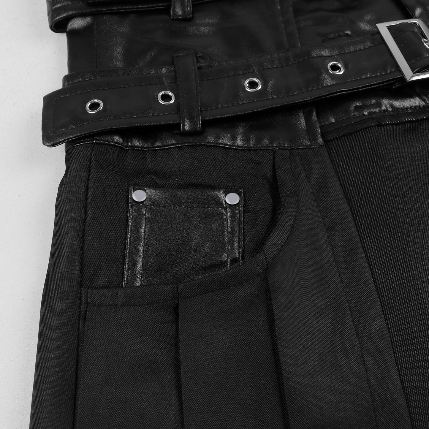Dark Punk Rock Black Skirt Pants Unisex Gothic Streetwear Wide Leg Bottoms