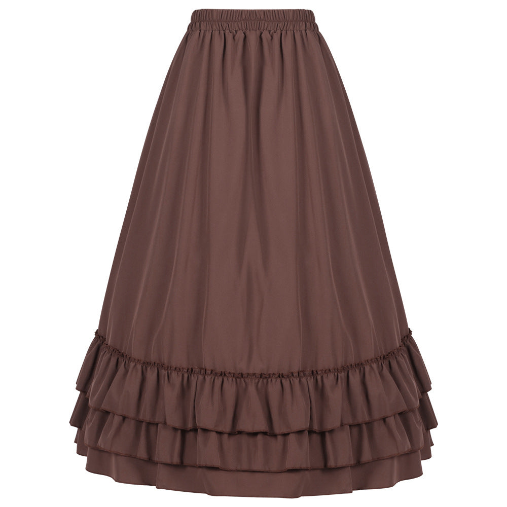 Womens Victorian Gothic Layered Skirt Renaissance Cosplay Party Costume