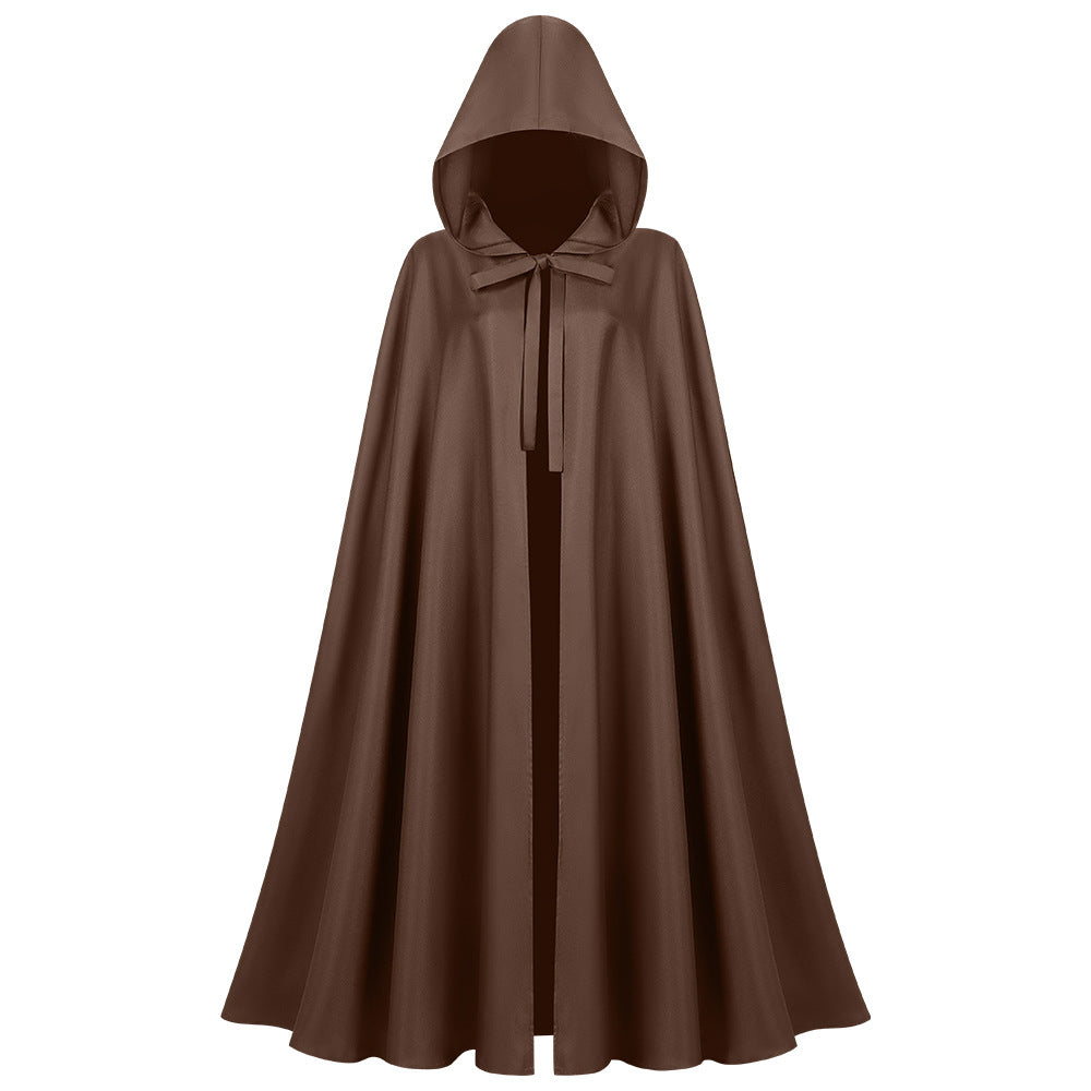 Medieval Hooded Cloak Robe Wizard Monk Cape Halloween Renaissance Cosplay Costume